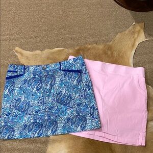 Blue Paisley and Pink Skorts.